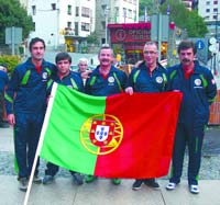 Jos Viana e Carlos Caador, dois arcuenses na Seleco Nacional. Na foto falta Jorge Gonzalez