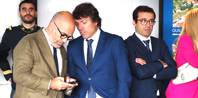 Presidente da CIM Alto Minho, Ant�nio Barbosa, � conversa com o ministro das Infraestruturas, Miguel Pinto Luz